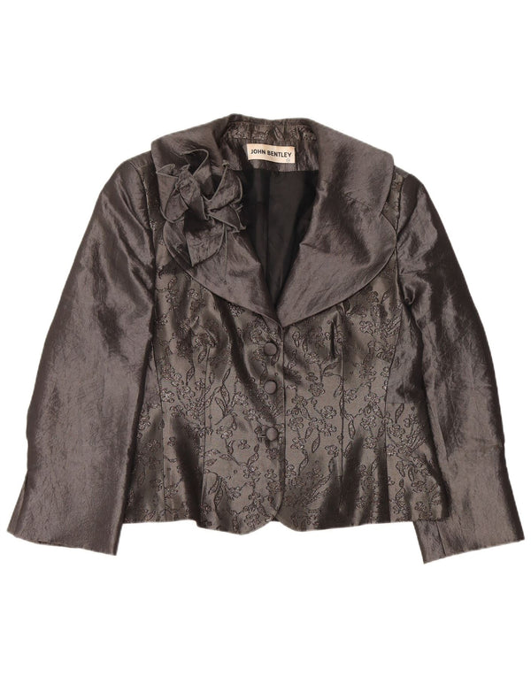 Женский кардиган JOHN BENTLEY UK 14, большой серый полиэстер с цветочным принтом