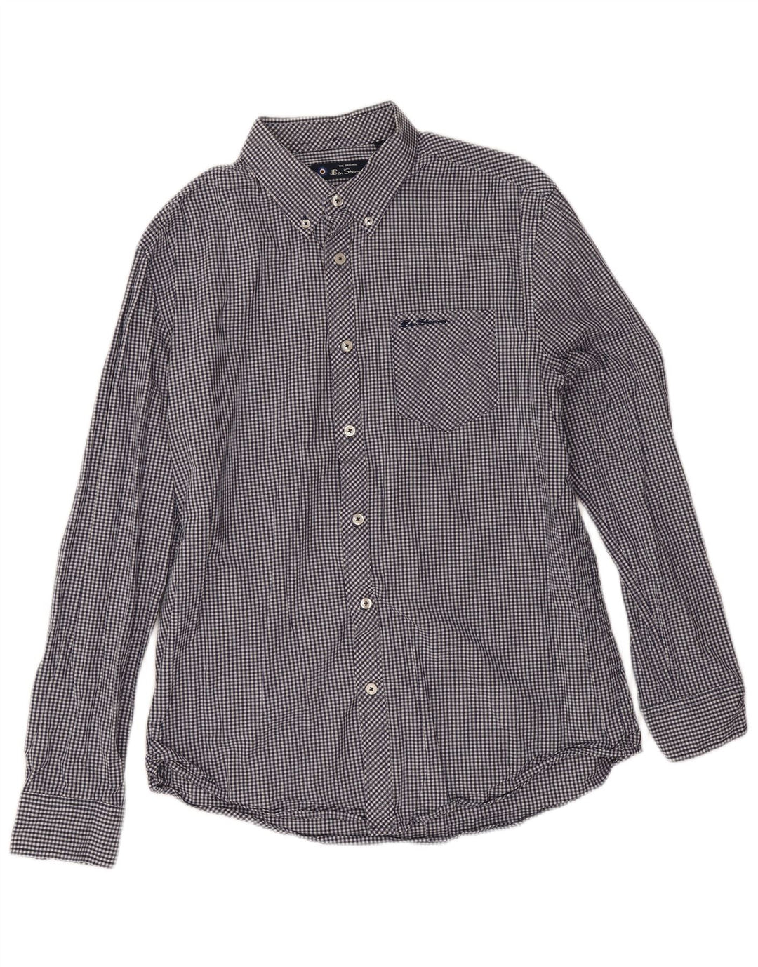 Мужская рубашка Ben Sherman, большая темно-синяя хлопковая клетка в мелкую клетку
