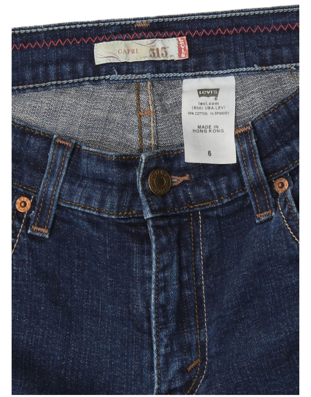 Женские джинсы-капри Levi's 515 США 6, средние W28 L19, синие, хлопок