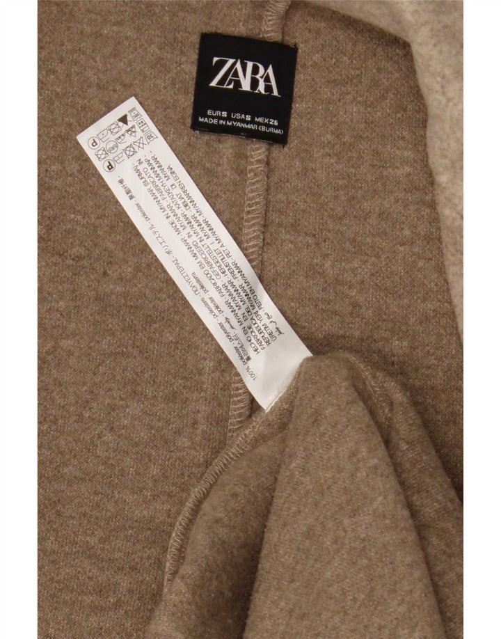 Женское открытое пальто Zara UK 10, маленькое бежевое полиэстер