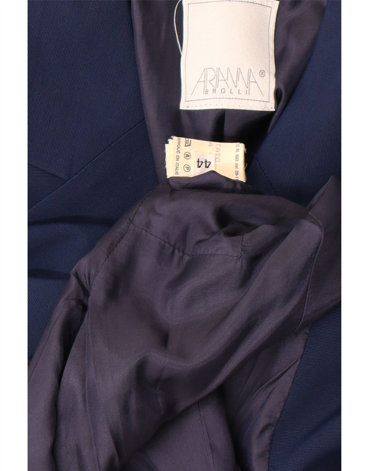 Винтажный женский пиджак на 1 пуговице IT 44, средний темно-синий ацетат