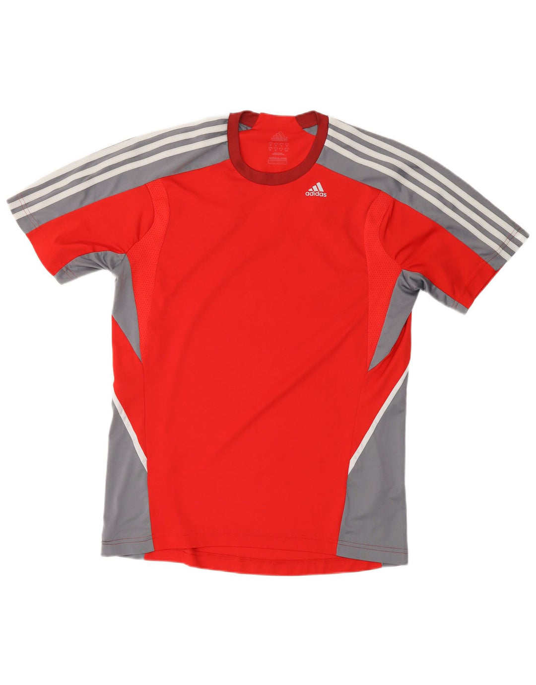 Мужская футболка ADIDAS Climalite, верх, средний красный, полиэстер с цветными блоками