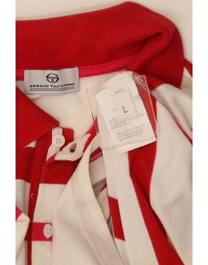 Мужская рубашка-поло Sergio Tacchini, хлопок в большую красную полоску