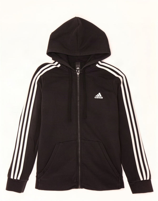 Женский свитер с капюшоном на молнии Adidas UK 12/14, средний черный, хлопок