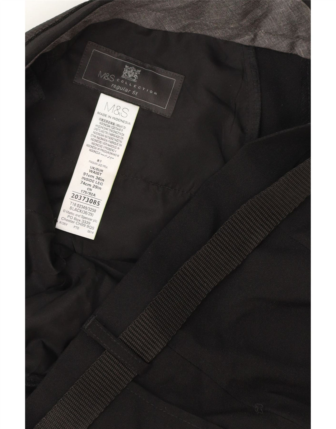 Мужские брюки чиносы MARKS & SPENCER стандартного кроя W36 L29, черный полиэстер