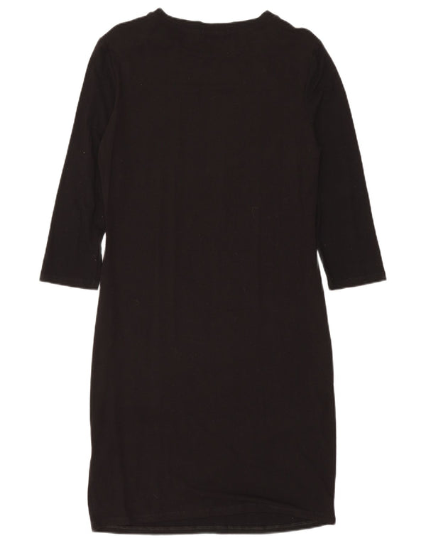 Desigual Womens Graphic Shift Dress UK 14 Large Black Floral Viscose