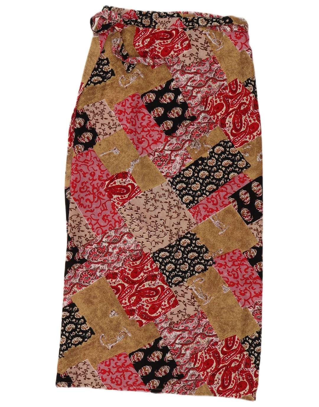 VINTAGE Женская длинная юбка с запахом W30, средняя разноцветная лоскутная вискоза