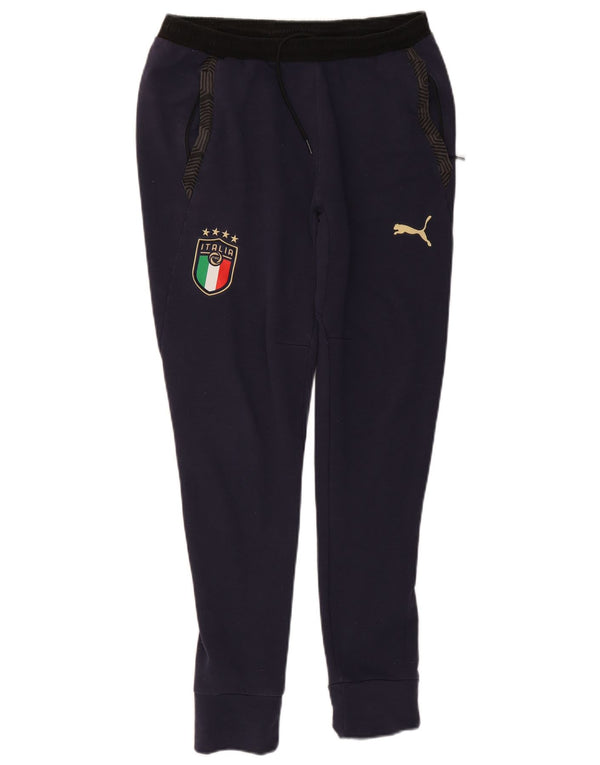 Puma Mens Italia Графический спортивный костюм Брюки-джоггеры среднего размера Темно-синие хлопковые