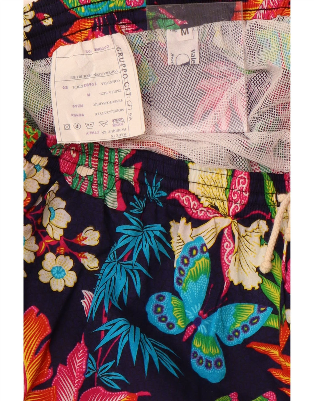 Мужские спортивные шорты Valentino среднего размера, темно-синие, хлопковые с цветочным принтом