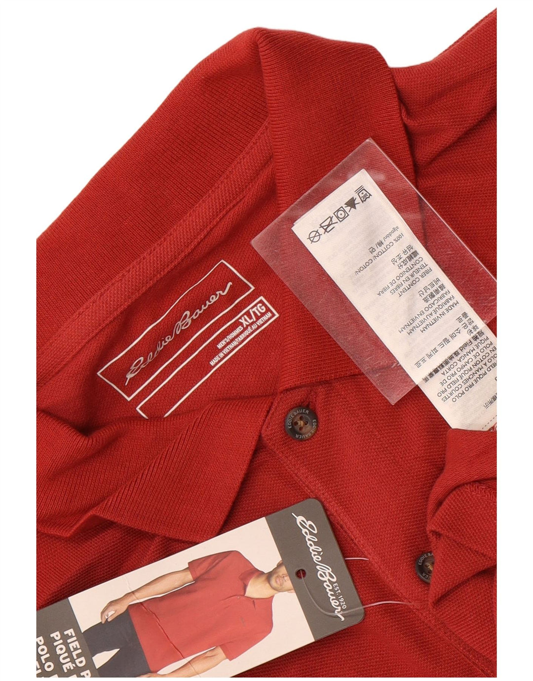 Мужская рубашка-поло Eddie Bauer XL, красный хлопок