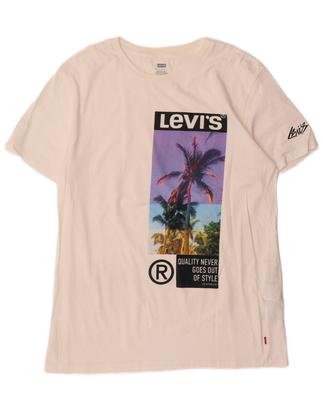 Мужская футболка с рисунком Levi's, большой хлопковый топ белого цвета