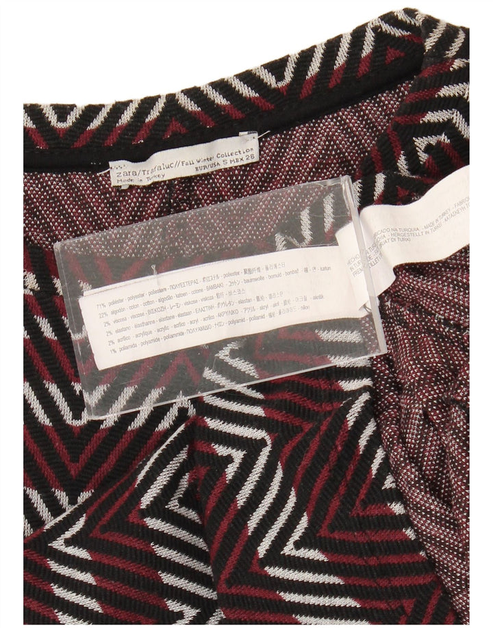 Женское базовое платье Zara Trafaluc UK 8, маленький бордовый полиэстер с шевроном