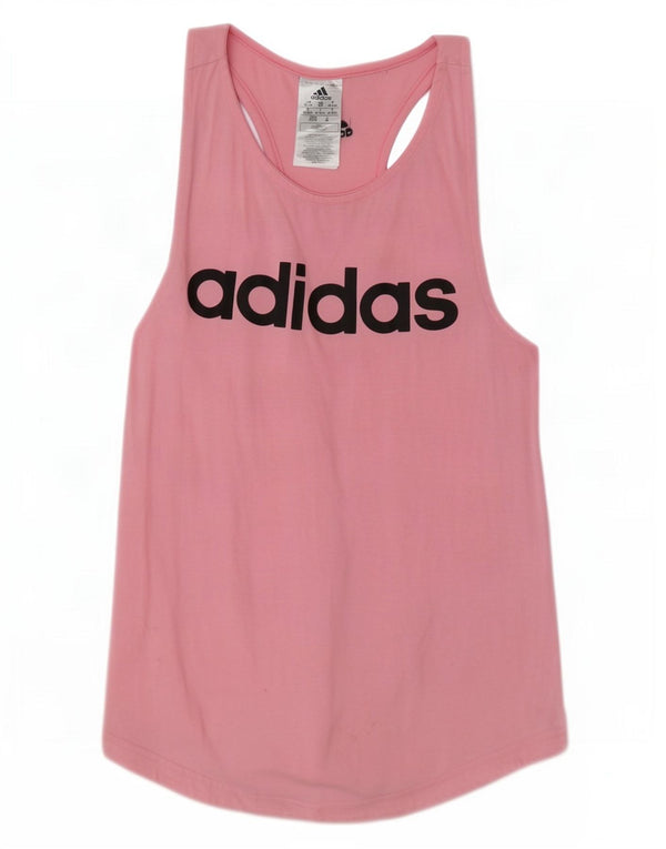 Adidas Womens Graphic Vest Top UK 4/6 XS Pink Cotton