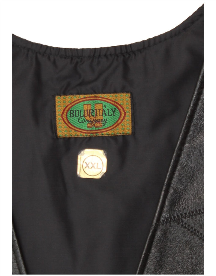 Винтажный женский кожаный жилет 2XL, черный лоскутный байкерский вариант