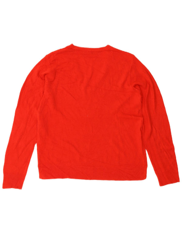 Женский джемпер с v-образным вырезом MARKS & SPENCER UK 14, большой красный акрил