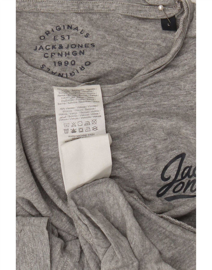 Мужская футболка с рисунком Jack & Jones, большой серый хлопок
