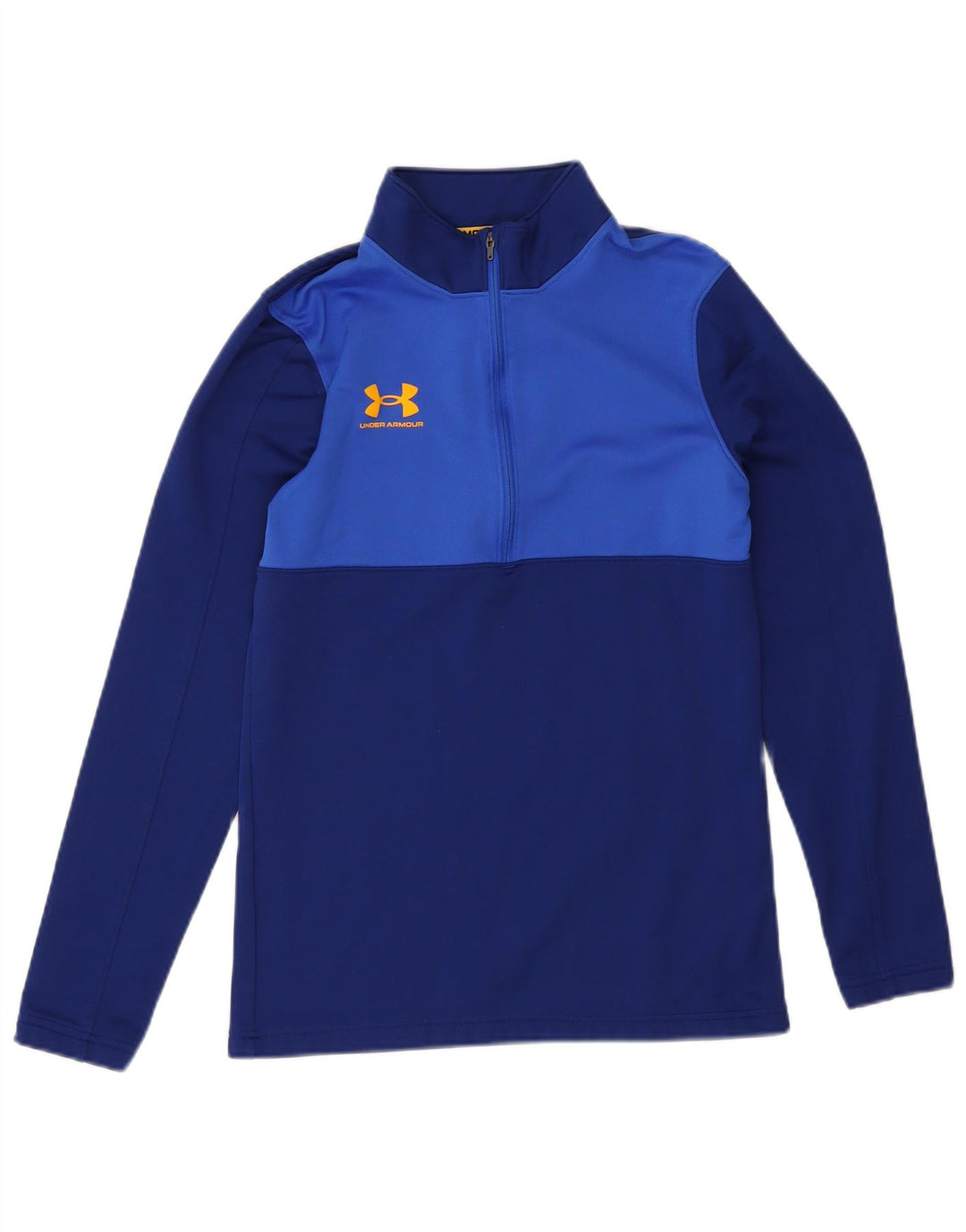 Мужской топ с воротником на молнии и длинными рукавами Under Armour, маленький, темно-синий, с цветными блоками
