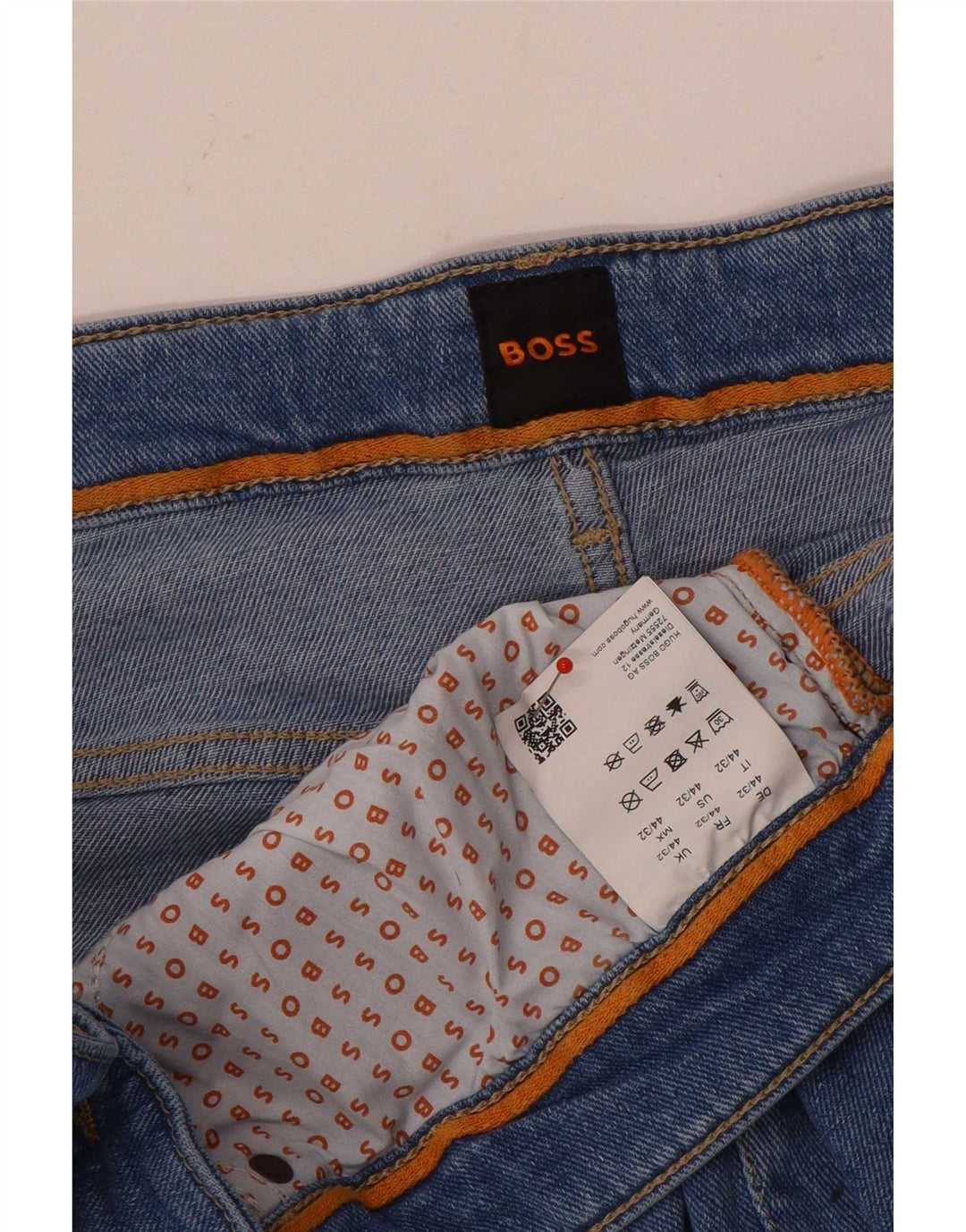 Мужские прямые джинсы Hugo Boss W44 L32, синий хлопок