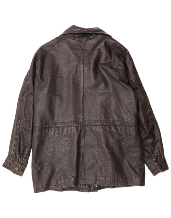 Мужская кожаная куртка VINTAGE UK 40, большая черная кожаная