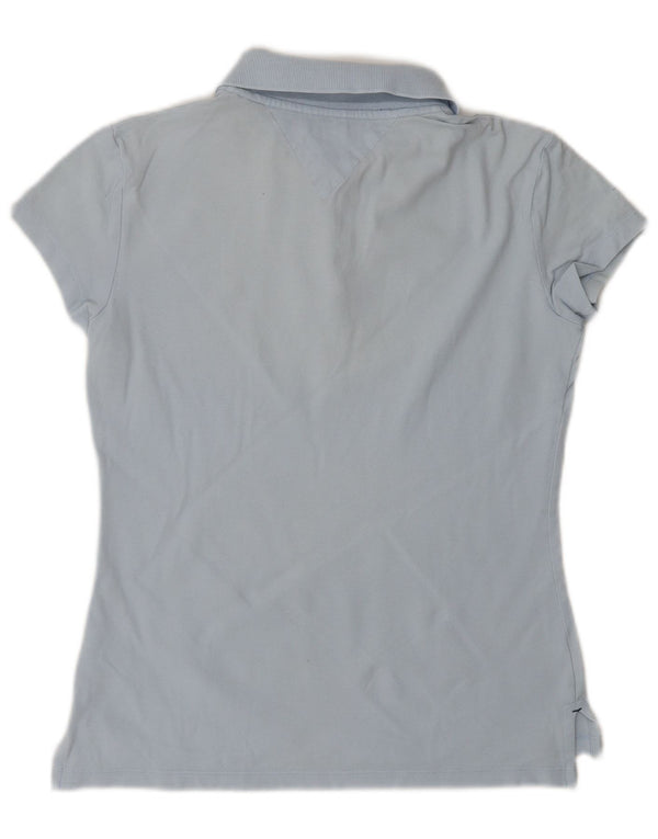 TOMMY HILFIGER Женская рубашка-поло приталенного кроя UK 10, маленький синий хлопок