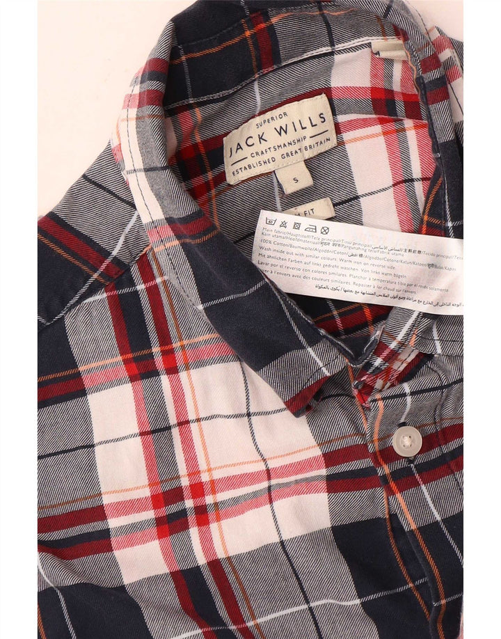 Мужская рубашка узкого кроя Jack Wills, маленькая, темно-синяя, хлопковая клетка