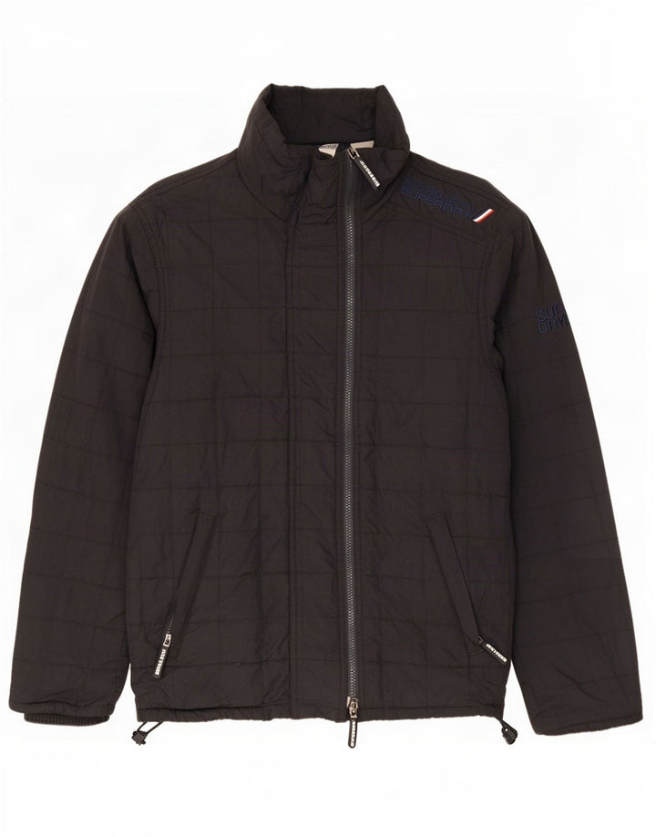 Мужская стеганая куртка Superdry UK 38, средний черный нейлон