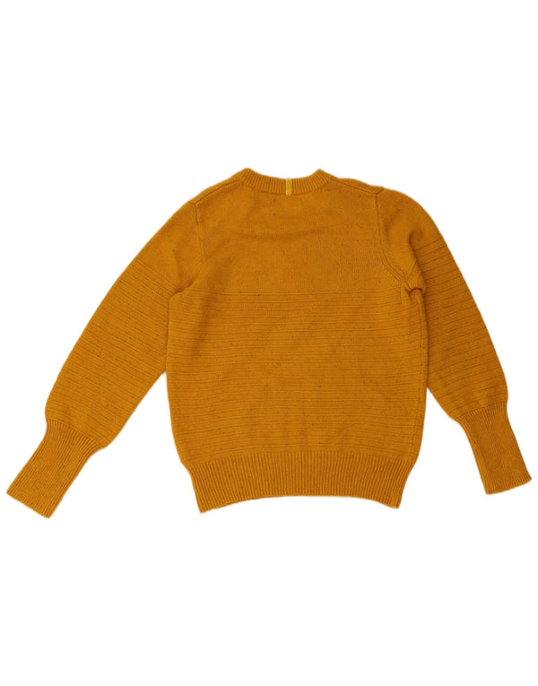 Marks & Spencer Womens Crew Neck Jumper Sweater UK 14 Large Yellow Cotton
