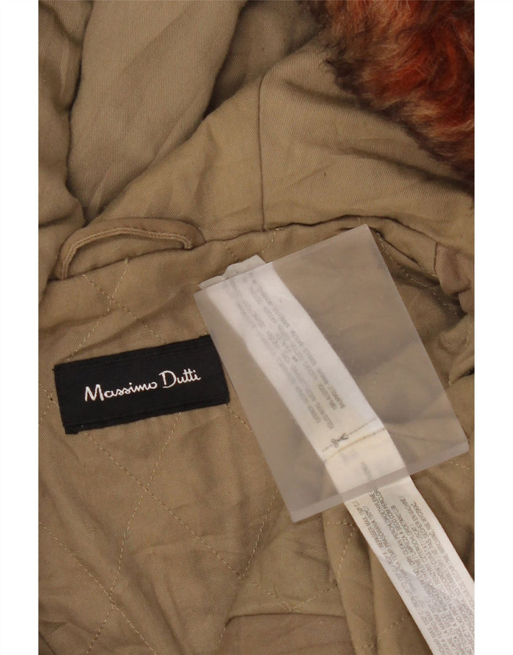 Женская парка Massimo Dutti с капюшоном UK 14, хлопок среднего цвета хаки
