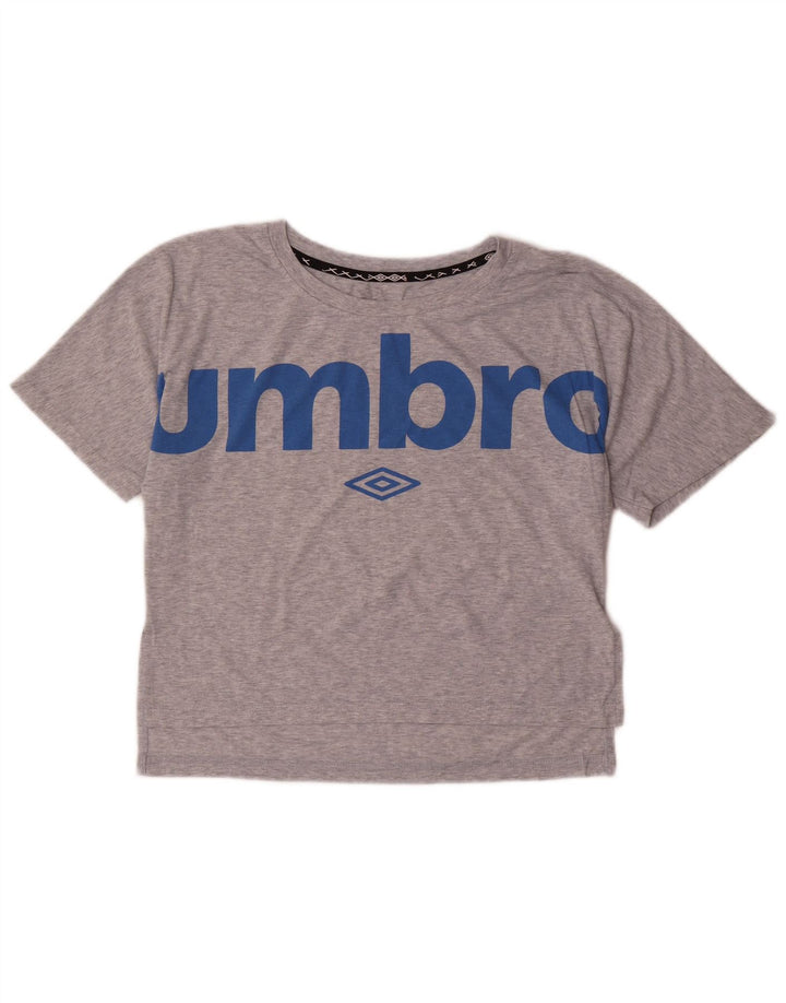 UMBRO Женская укороченная футболка с рисунком Top UK 14, средний серый полиэстер с крапинками