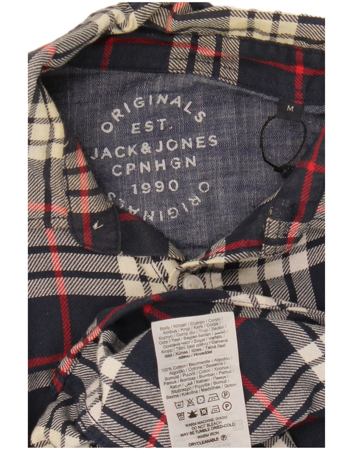 Мужская фланелевая рубашка Jack & Jones среднего размера, темно-синяя клетка, хлопок
