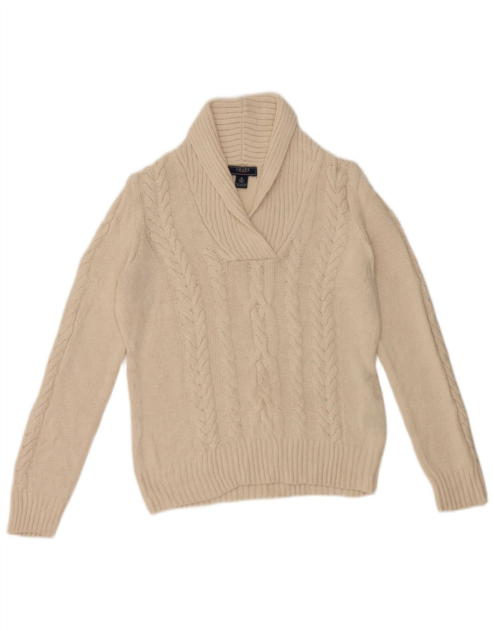 Женский джемпер с отложным воротником Chaps, Великобритания 14, средний цвет, белый хлопок