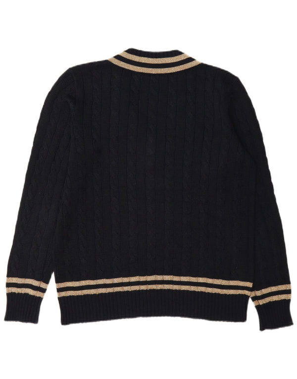 Женский джемпер с v-образным вырезом Ralph Lauren UK 10, маленький темно-синий в полоску