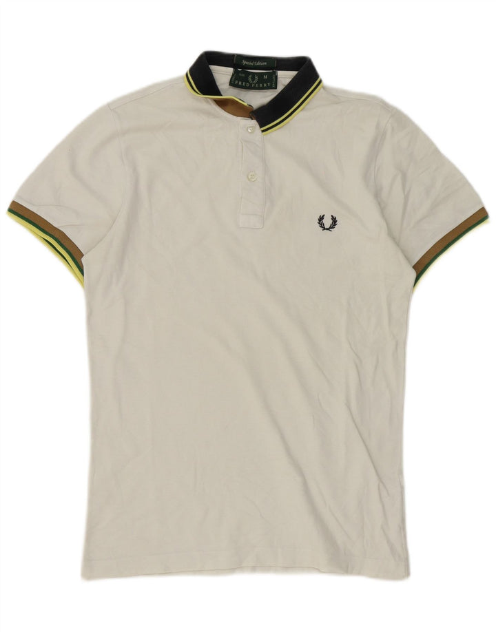 Мужская рубашка поло Fred Perry среднего размера, белый хлопок