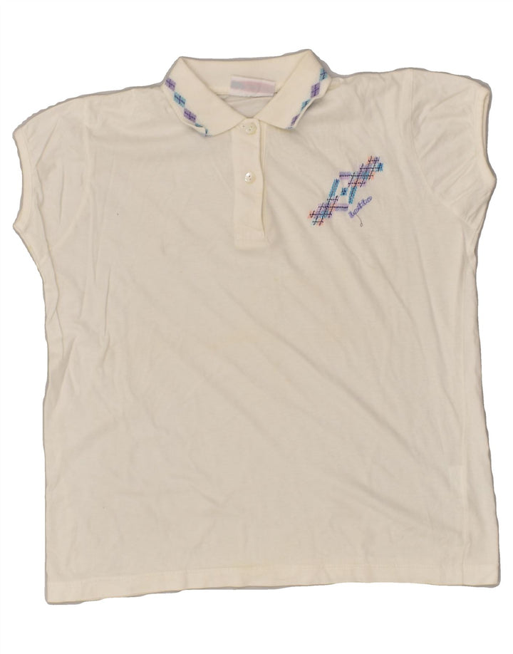 LOTTO Girls Polo Shirt 14-15 Years 2XL Off White Cotton | Vintage Lotto | Thrift | Second-Hand Lotto | Used Clothing | Messina Hembry 