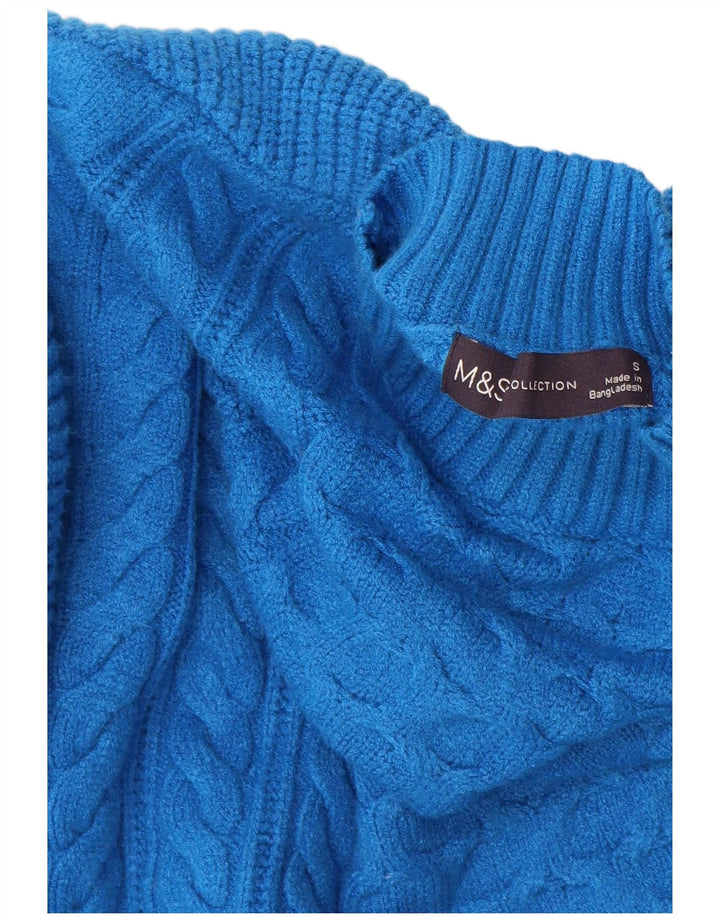 Женский джемпер с высоким воротником Marks & Spencer, Великобритания, 10, маленький, синий, вискоза