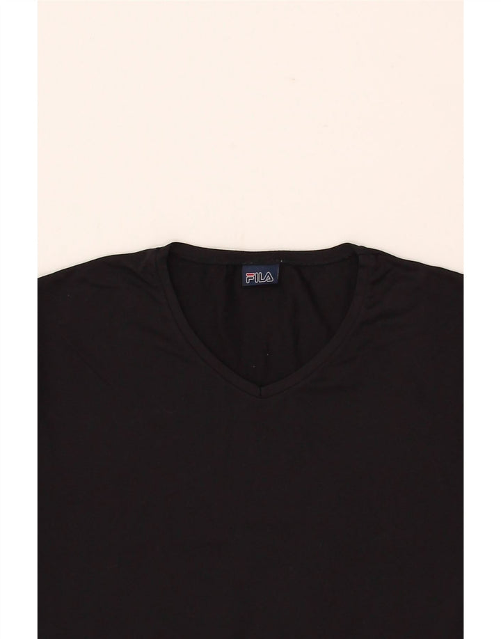FILA Womens T-Shirt Top UK 14 Medium Black Polyamide Vintage Fila and Second-Hand Fila from Messina Hembry 