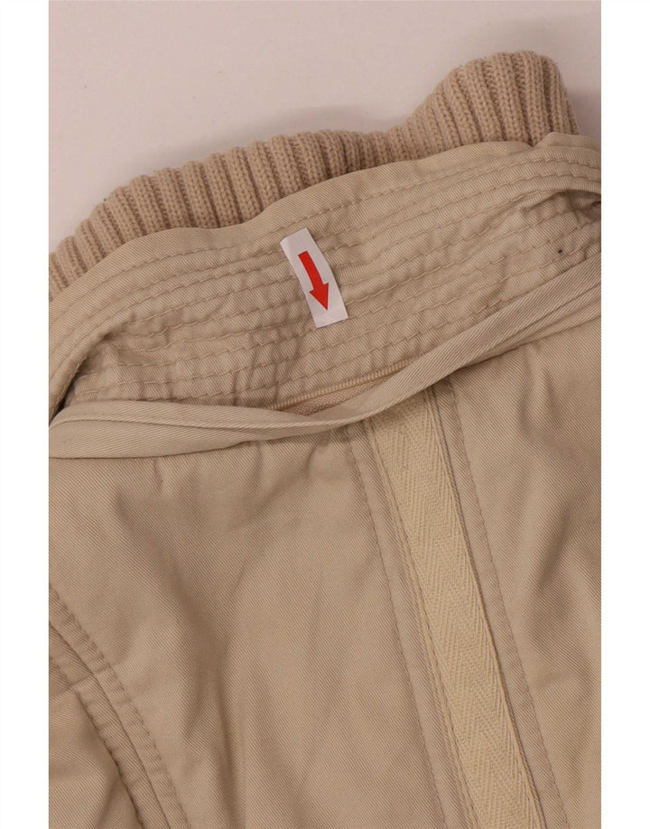 Женская стеганая куртка Zara UK 12, хлопковая классика среднего бежевого цвета