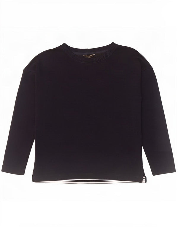 Massimo Dutti Женский топ оверсайз с длинным рукавом UK 6 XS Темно-синий из вискозы