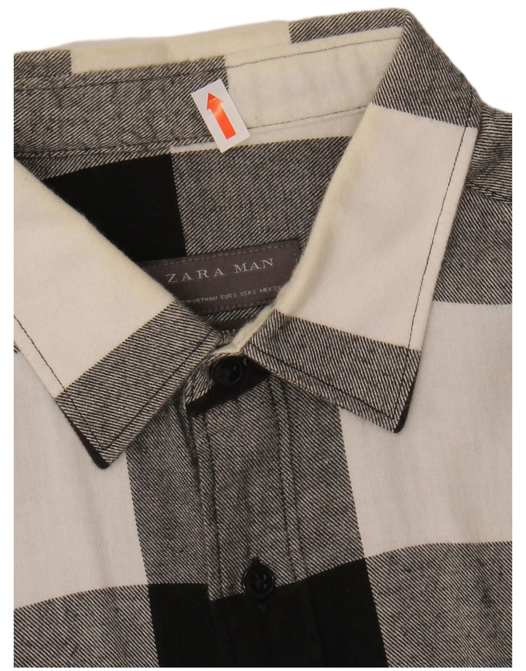 ZARA Mens Slim Fit Flannel Shirt Small Black Gingham