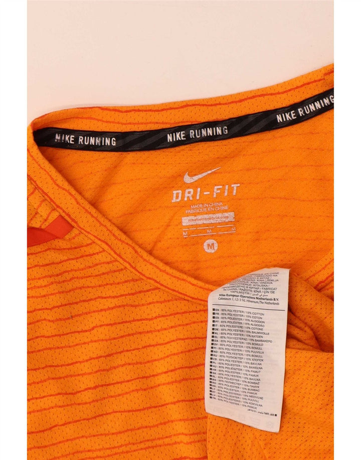 Мужская футболка Nike Dri Fit из полиэстера среднего оранжевого цвета в тонкую полоску