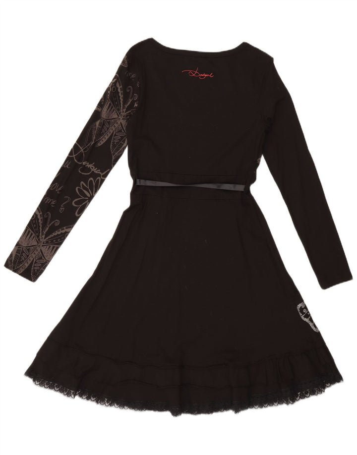 Женское платье трапециевидного силуэта Desigual UK 12, средний черный с цветочным принтом