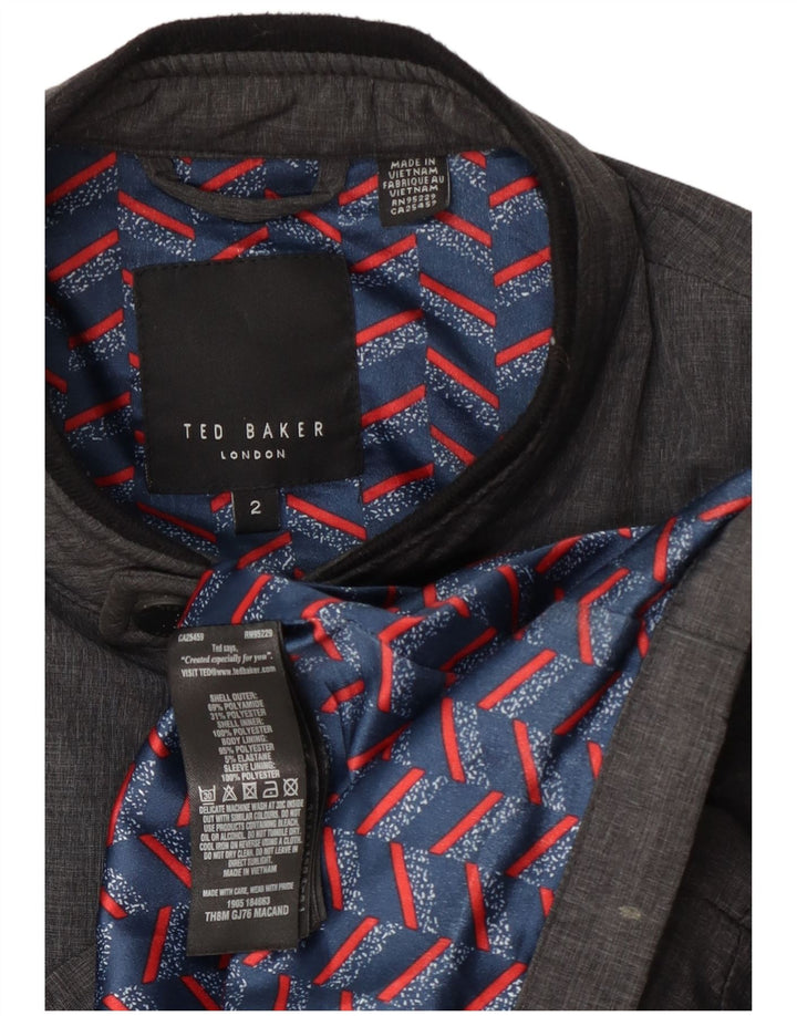 Мужская куртка-бомбер Ted Baker, размер 2, маленькая, серая, полиамид