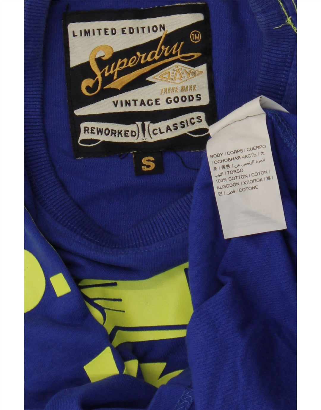 Superdry Мужская футболка с рисунком, маленький синий хлопок