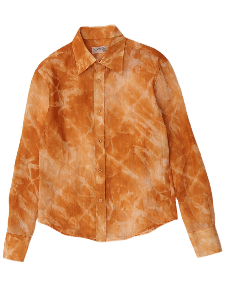 Винтажная женская рубашка среднего оранжевого цвета Tie Dye