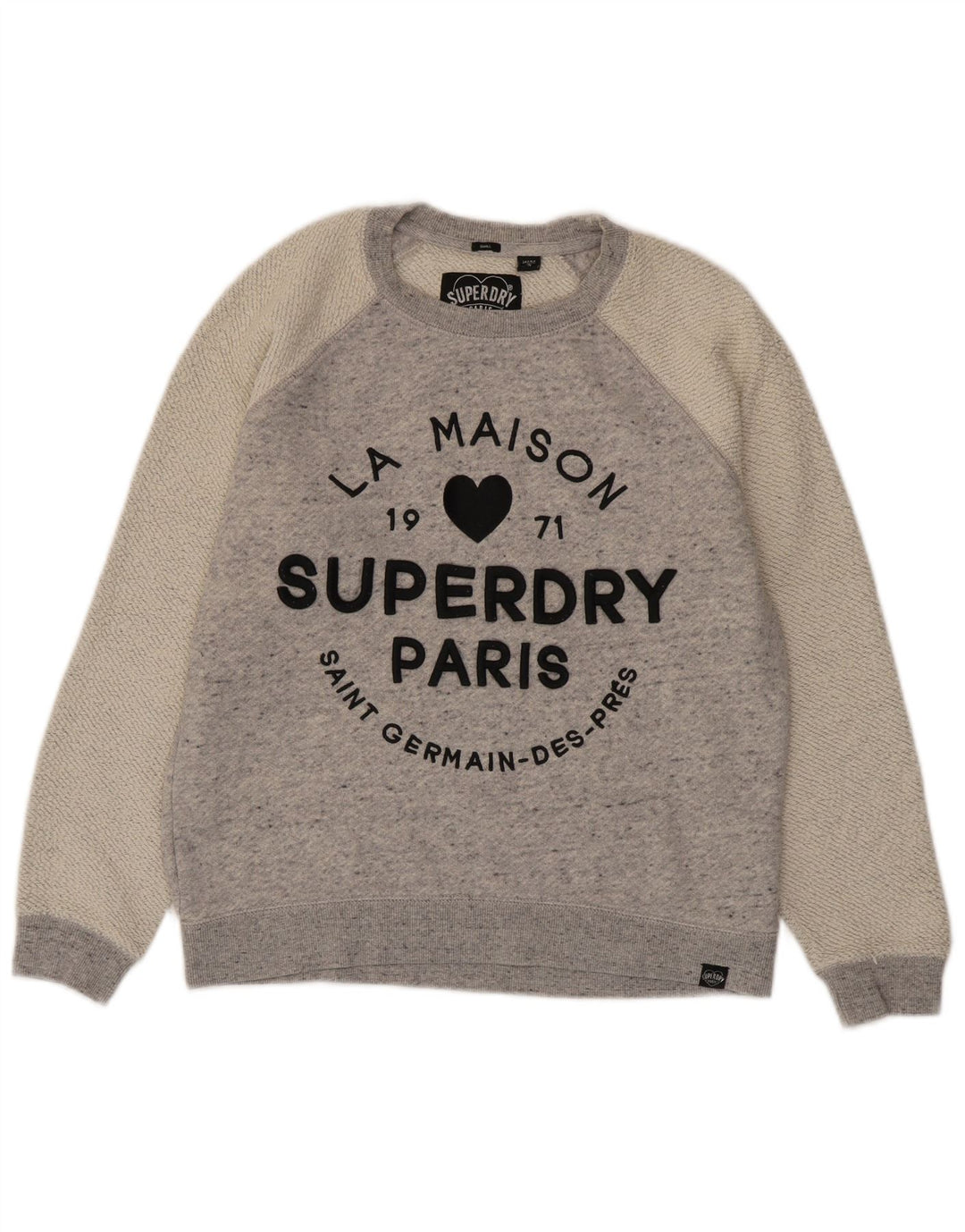 Женский свитер с рисунком Superdry UK 10, маленький серый с цветными блоками