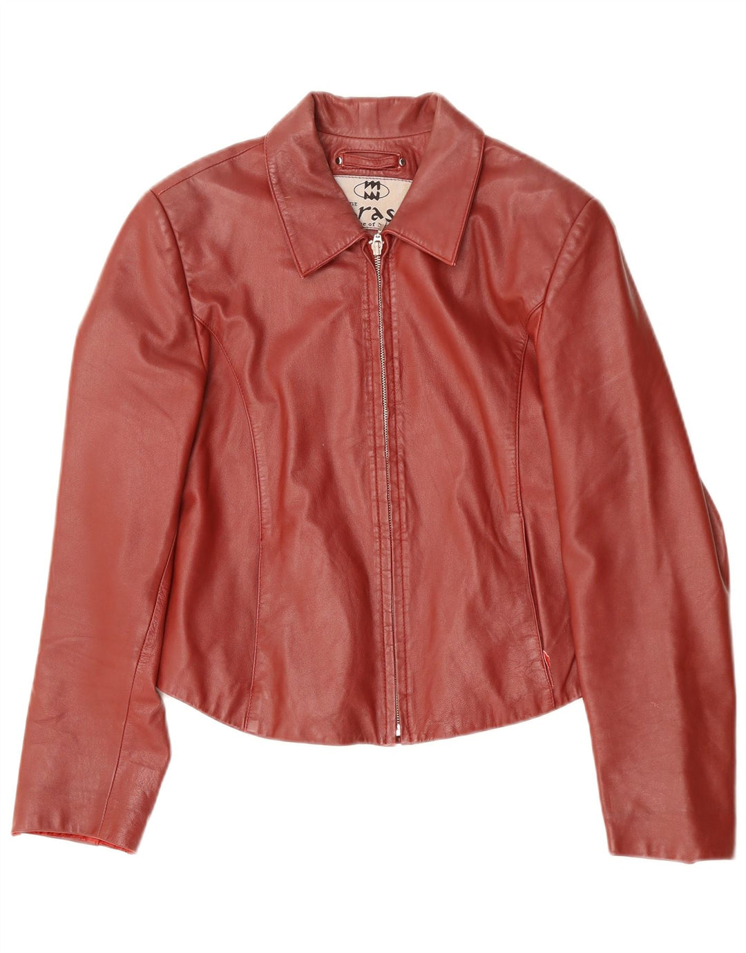 Винтажная женская кожаная куртка UK 14, большая красная кожа