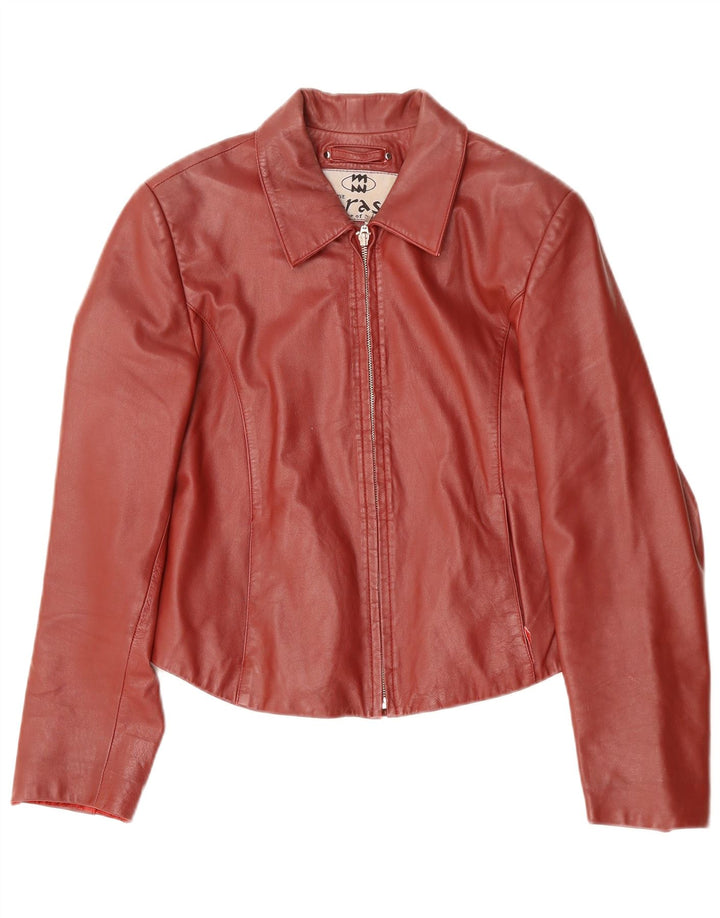 Винтажная женская кожаная куртка UK 14, большая красная кожа