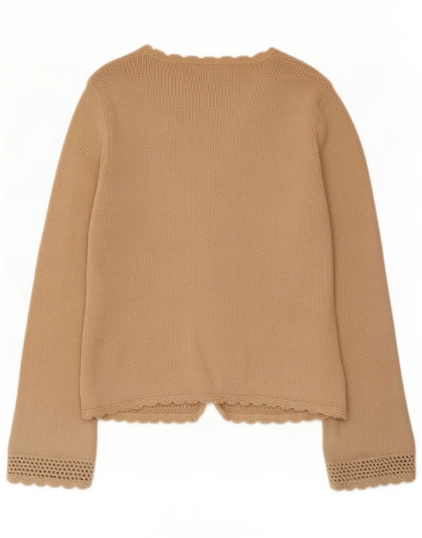 Marks & Spencer Womens Cardigan Sweater UK 14 Medium Beige Cotton