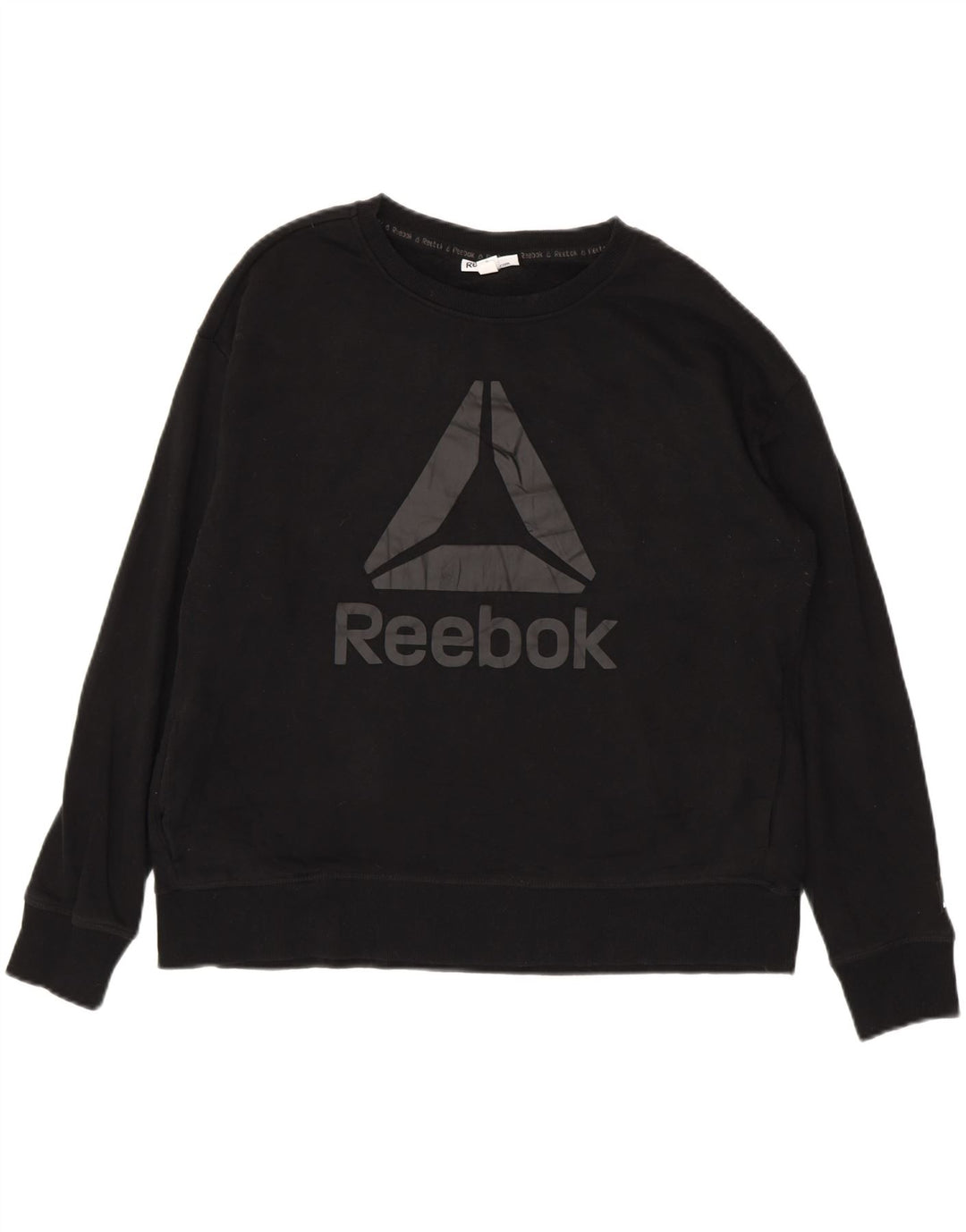 REEBOK Womens Graphic Sweatshirt Jumper UK 14 Large Black