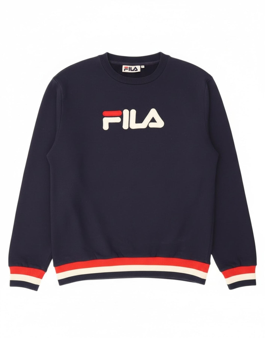 Мужской свитшот с рисунком Fila, средний темно-синий хлопковый джемпер
